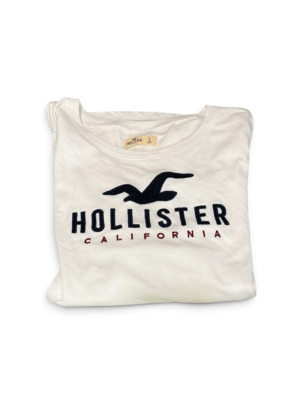 Hollister Logo Graphic Long Sleeve Tee White Large